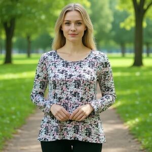 J. Jill Pure Jill Abstract Watercolor Top